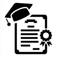Certificates and document icon concept in black filled color vector
