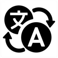 Foreign Language and learning icon concept in black filled color vector