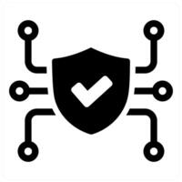 Cyber Security and cyber icon concept in black filled color vector