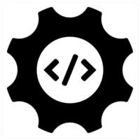 Programming languages and code icon concept in black filled color vector