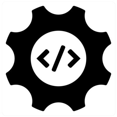 Programming languages and code icon concept in black filled color