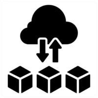 Cloud computing and cloud icon concept in black filled color vector