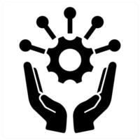 Project management and management icon concept in black filled color vector