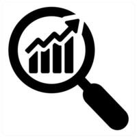 Analysis and data icon concept in black filled color vector
