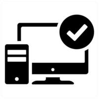 Computer Skills and screen icon concept in black filled color vector