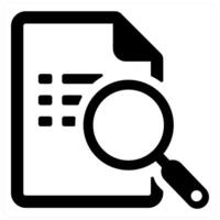 Search Document and file icon concept in black filled color vector
