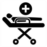 Patient and bad icon concept in black filled color vector