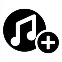 Add Music and add icon concept in black filled color vector