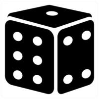 Dice and square icon concept in black filled color vector