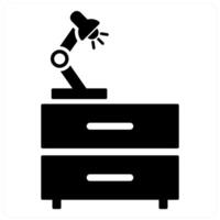 Cabinet and desk icon concept in black filled color vector