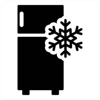 Fridge and cold icon concept in black filled color
