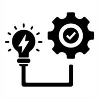 Idea Execution and idea icon concept in black filled color vector