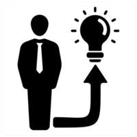 Having Idea and idea icon concept in black filled color vector
