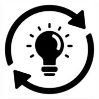 New Idea and idea icon concept in black filled color vector