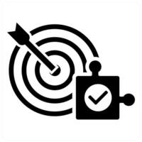 Solution and idea icon concept in black filled color vector