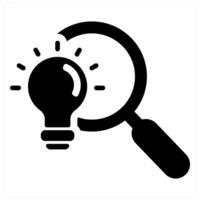 Search Idea and idea icon concept in black filled color vector