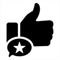 Recommend and comment icon concept in black filled color vector
