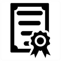 License and document icon concept in black filled color vector