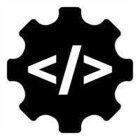 Programming and code icon concept in black filled color vector