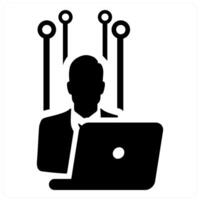 Hacker and hack icon concept in black filled color vector