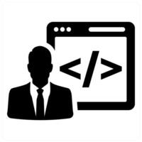 Developer and code icon concept in black filled color vector