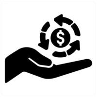 Return On investment and fund icon concept in black filled color vector