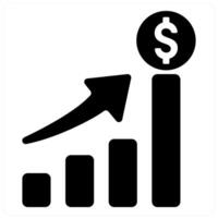 Yield and stock icon concept in black filled color vector