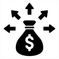 Liquidity and funds icon concept in black filled color vector