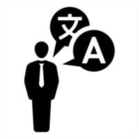 Bilingual and language icon concept in black filled color vector