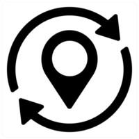 Change Location and map icon concept in black filled color vector