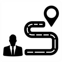 Path and map icon concept in black filled color vector