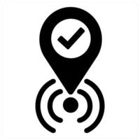 Live Location and map icon concept in black filled color vector