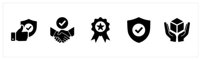 A set of 5 Intellectual Property icons as protection, ip agreement, original in black filled color vector