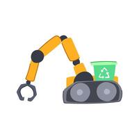 ai mini robot sorting trash cartoon illustration vector