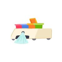 efficiency mini robot sorting trash cartoon illustration vector
