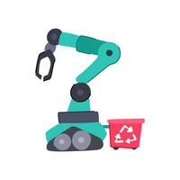 smart mini robot sorting trash cartoon illustration vector