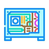 custom build open case gaming pc color icon illustration vector
