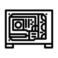 custom build open case gaming pc line icon illustration vector