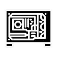 custom build open case gaming pc glyph icon illustration vector