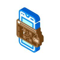 smartphone wallet qr code fintech isometric icon illustration vector