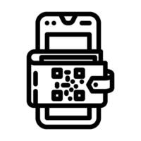 smartphone wallet qr code fintech line icon illustration vector