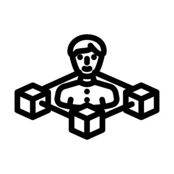 blockchain establecido identidad verificación línea icono ilustración vector