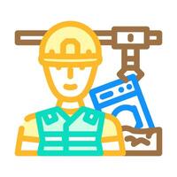 landfill workers handling e waste pollution color icon illustration vector