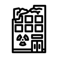 radiation warning on abandoned building radioactive pollution line icon illustration vector