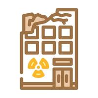 radiation warning on abandoned building radioactive pollution color icon illustration vector