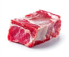 piece of meat with some fat on isolate white background photo