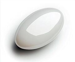 White oval object is sitting on a white background photo