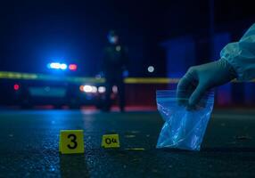 Crime Scene Evidence Collection at Night photo