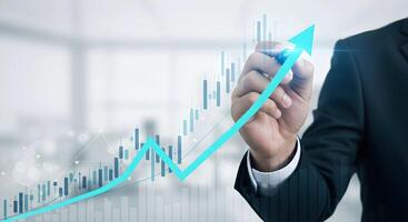 Arrow Chart Growth Drawn by Hand Business Concept photo