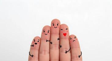 Finger Faces with Emotions and Expressions photo